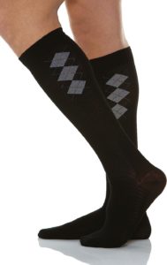 Cotton Knee High Argyle Patterned Knee-high Compression Socks Black 820B