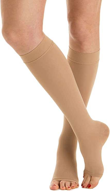 M2050A open toe knee high cotton compression stockings
